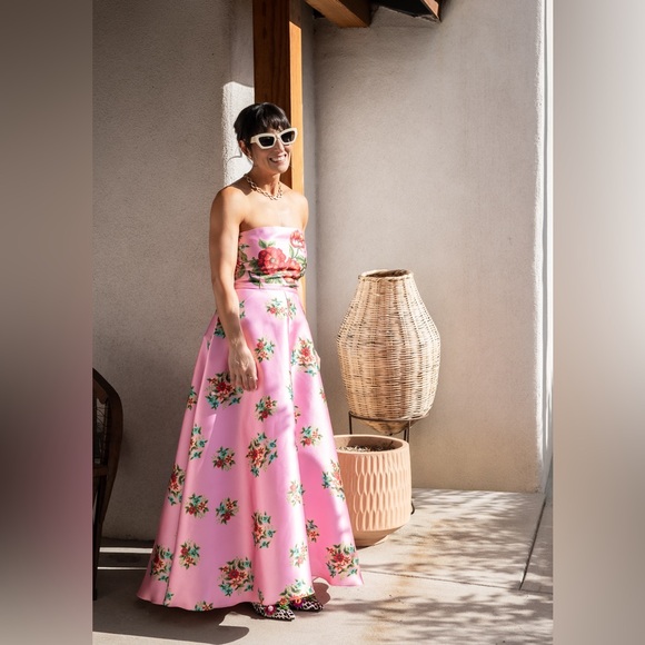 knee length dresses for ladies AUDREY GOWN CELESTE/FOAM – Aston Studio main image 1